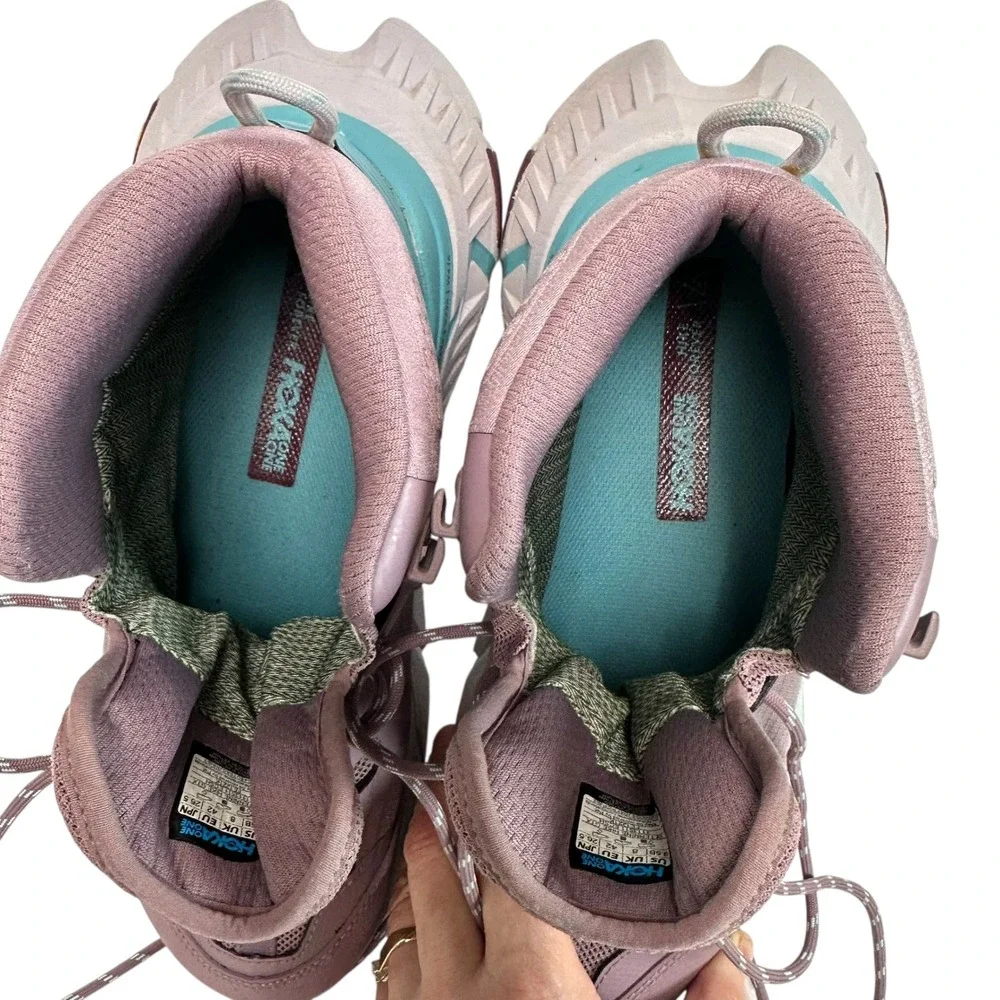 HOKA One One TenNine‎ GTX Womens Hiking Boots Trail Vibram Lug Mauve Teal 9.5